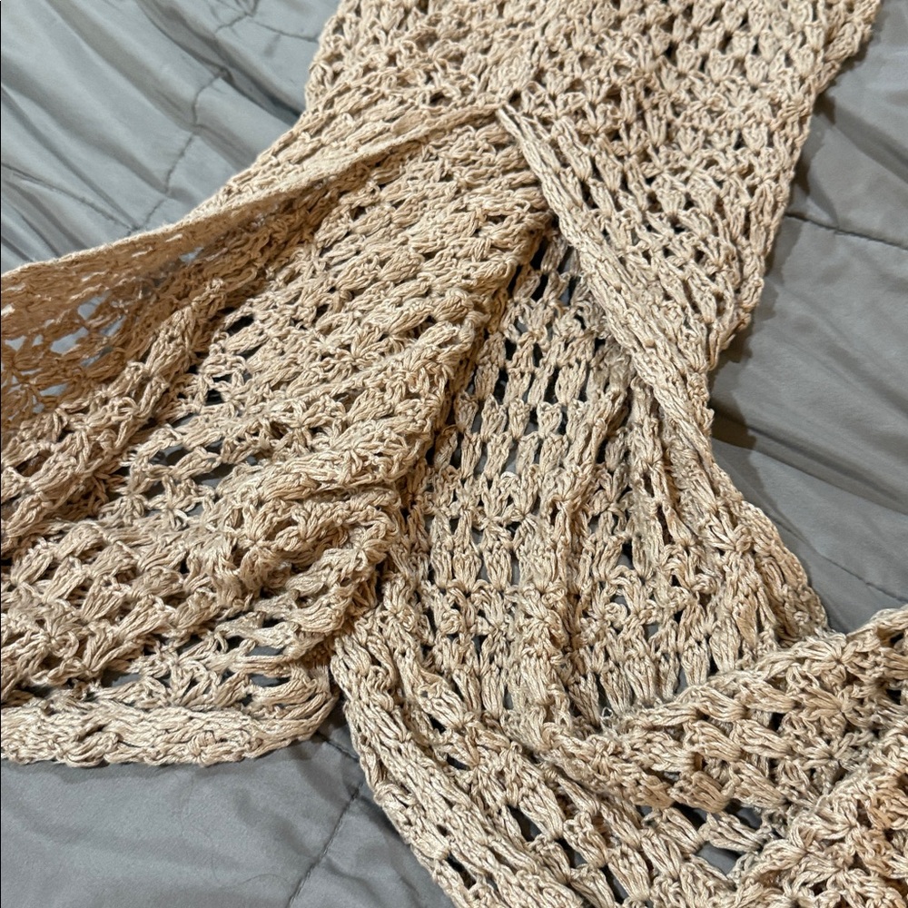 Beige Crochet Knit dress by Flook size medium - Picture 2 of 7